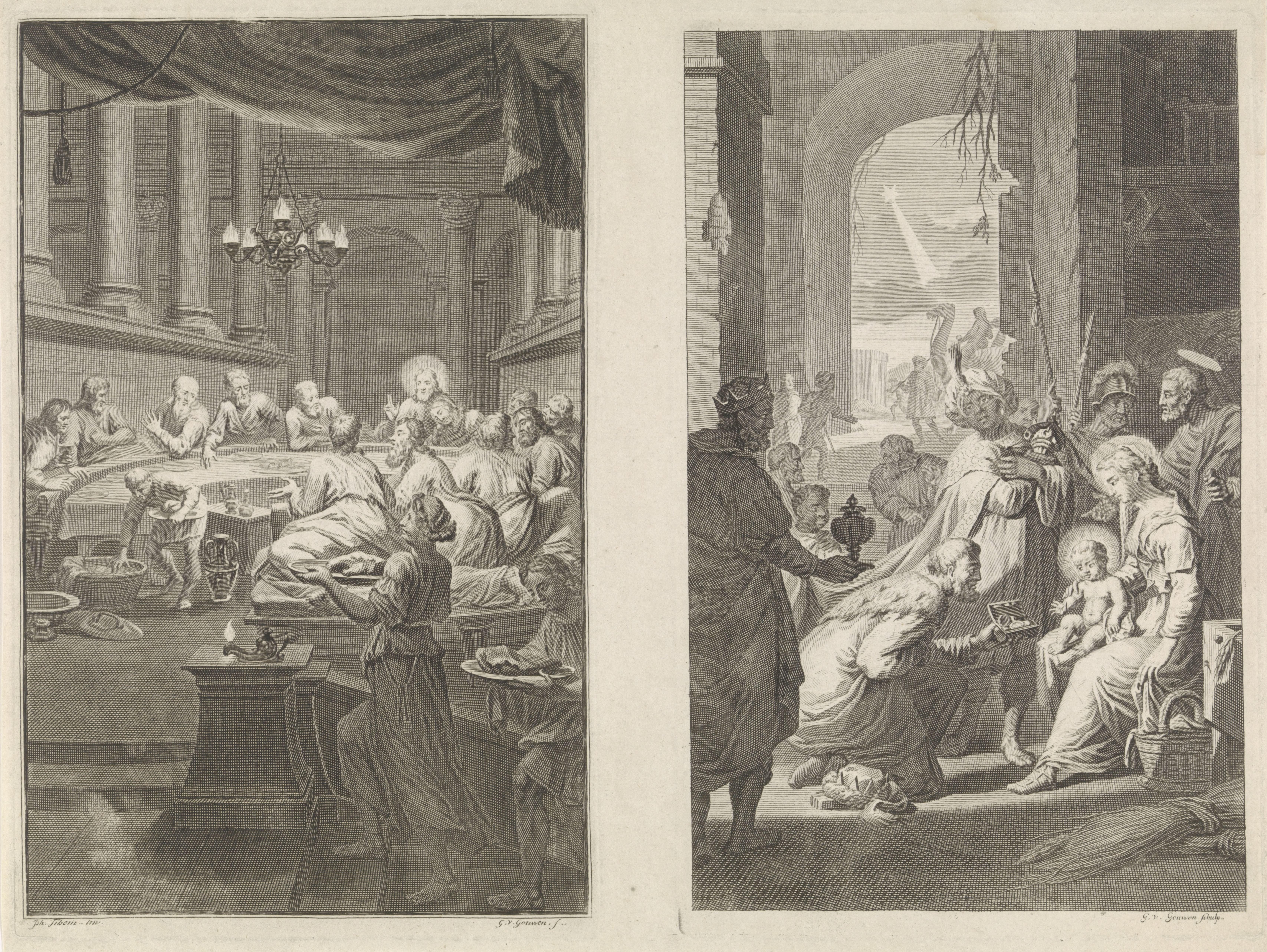 Laatste avondmaal / Aanbidding der koningen. by Gilliam van der Gouwen