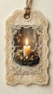Lace Candle Wreath Tag