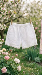 Lace Trim White Shorts