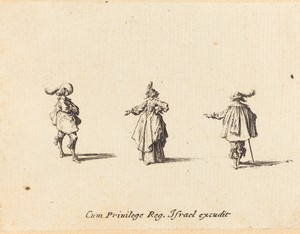 Lady with Outstretched Arm, and Two Gentlemen