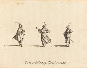 Lady with String Instrument, and Two Gentlemen