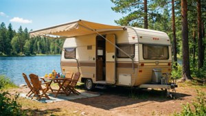 Lake Camping Vintage Trailer