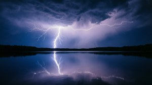 Lake Lightning Reflection