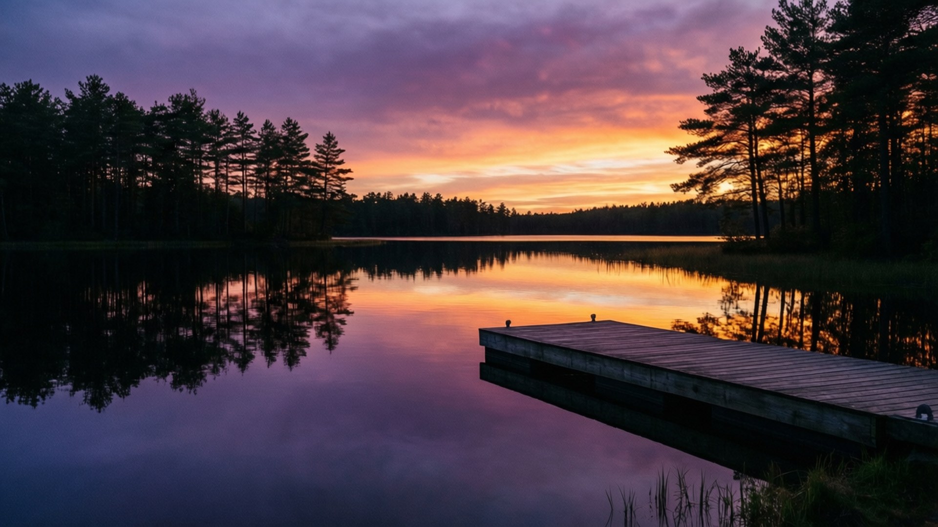 Lake Sunset Reflection by Wallpapers.art Studio