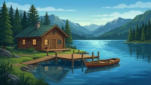 Lakeside Cabin Vector