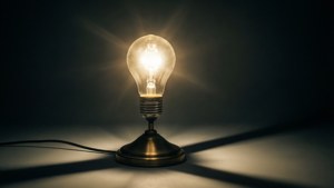 Lamp with Glowing Bulb