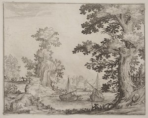 Landscape and River with Anchored Vessels