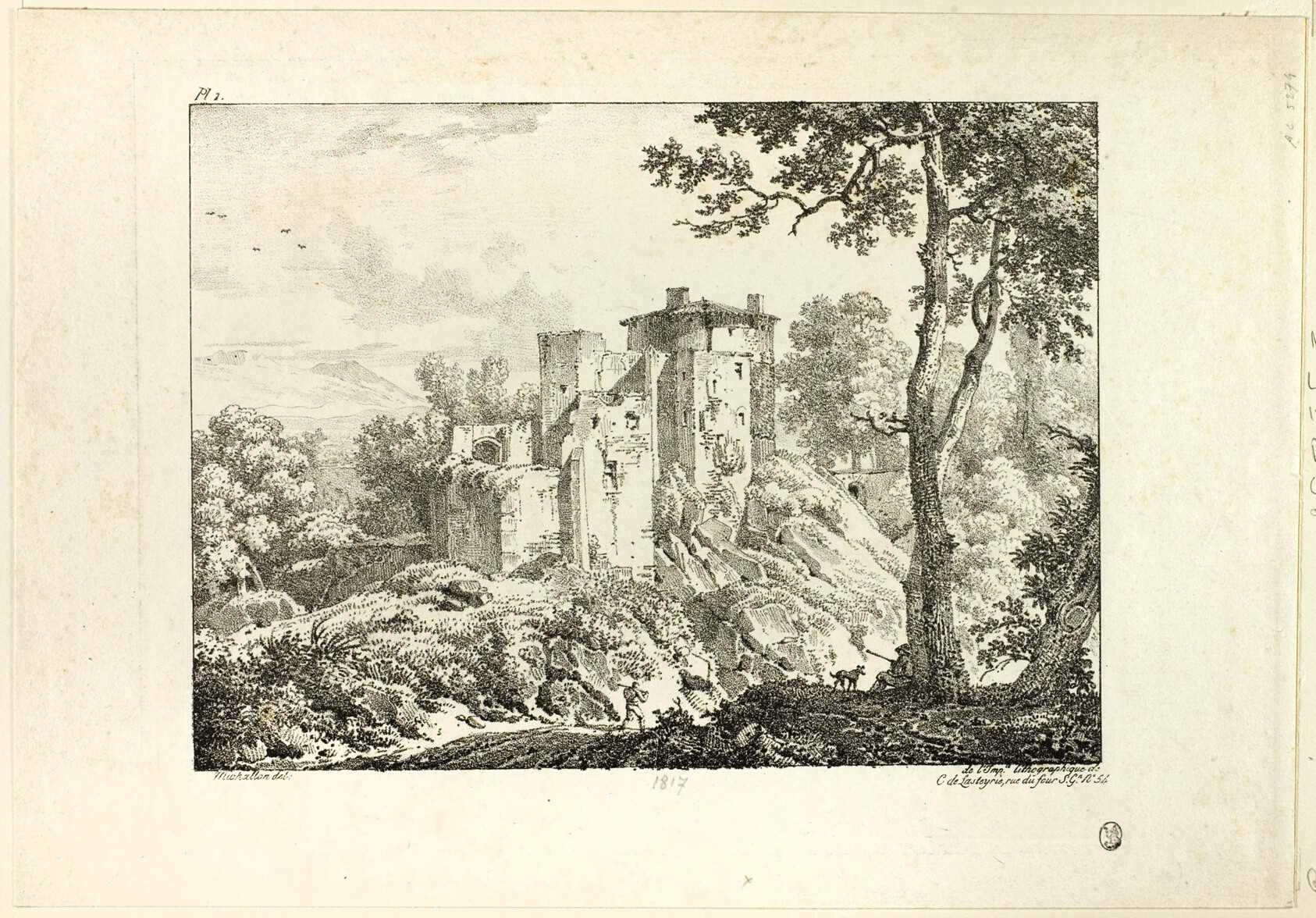 Landscape, plate I by Achille Etna Michallon
