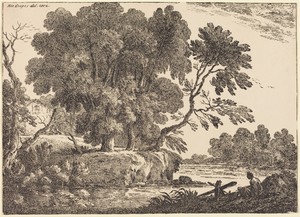 Landscape with Group of Trees Surrounded by Water