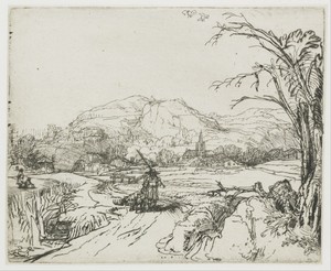 Landscape with sportsman and dogs
