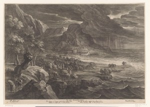Landschap aan de kust met onweer