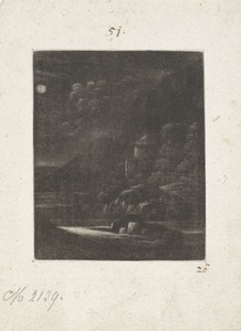 Landschap bij nacht met volle maan