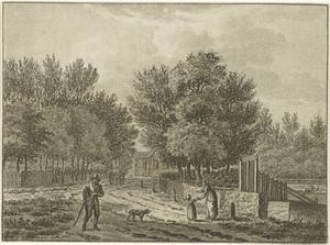 Landschap bij Overveen met enkele wandelaars