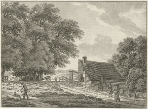 Landschap bij Overveen met wandelaars