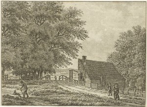 Landschap bij Overveen met wandelaars
