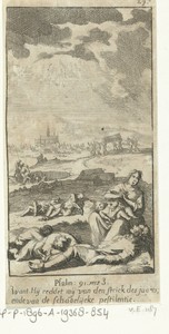 Landschap met aan de pest lijdende figuren