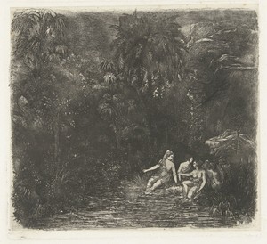 Landschap met badende vrouwen