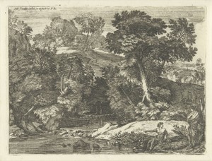 Landschap met bader