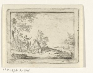Landschap met boer en herder