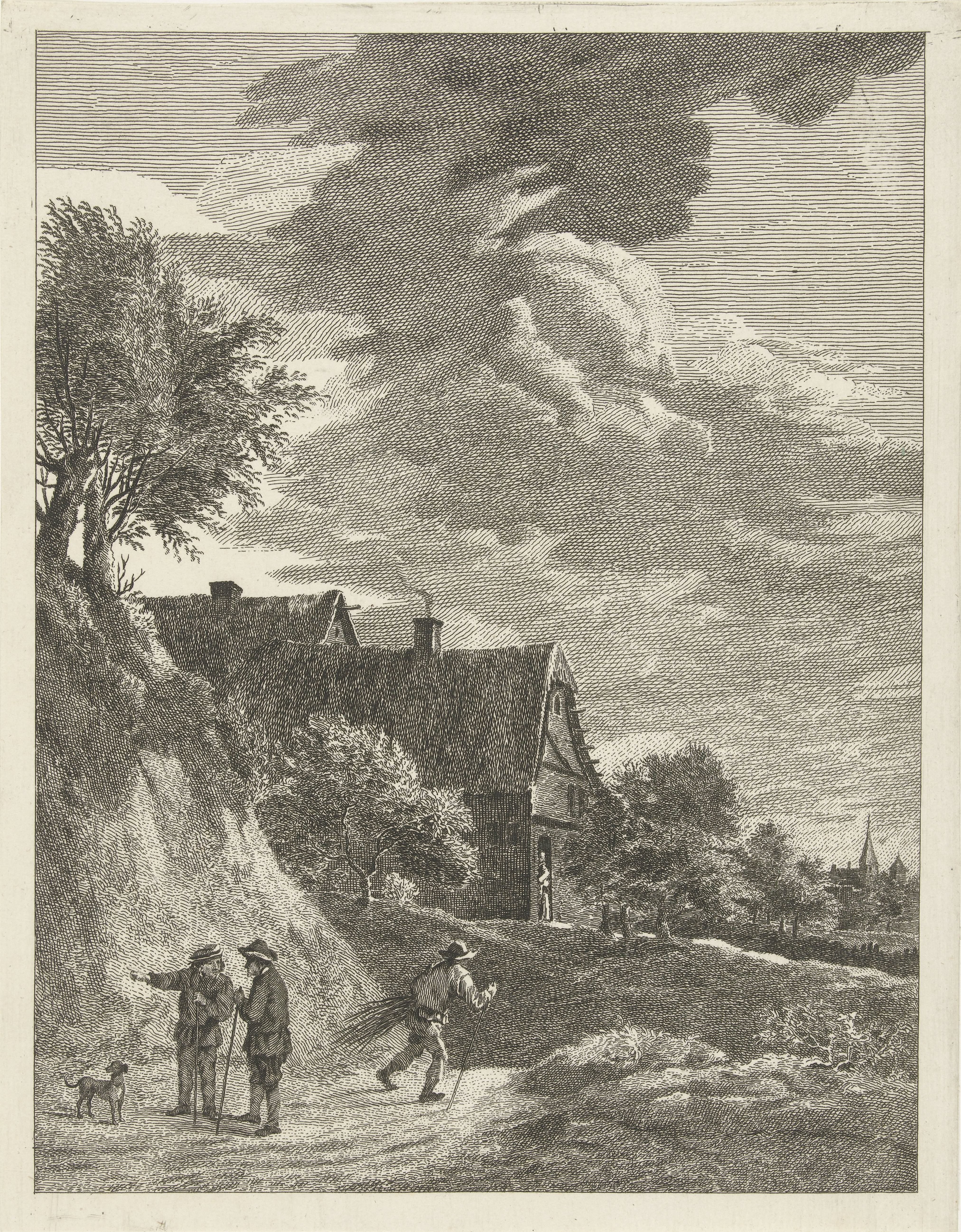 Landschap met boerderij by Abraham Delfos