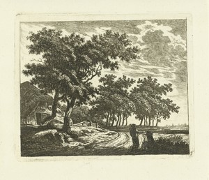 Landschap met boerderij aan zandweg