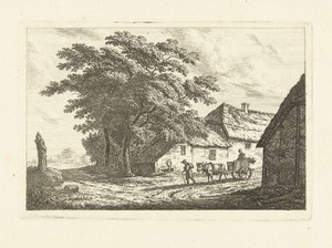 Landschap met boerderij en ossewagen