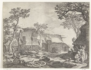 Landschap met boerderij en Tobias en de engel