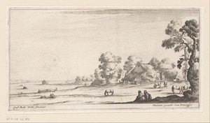 Landschap met boerenhuis en rustende figuren