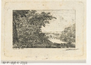 Landschap met bomen op rivieroever
