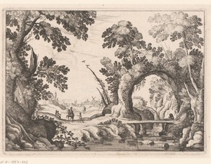 Landschap met brug over rivier