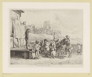Landschap met charlatans op een toneel