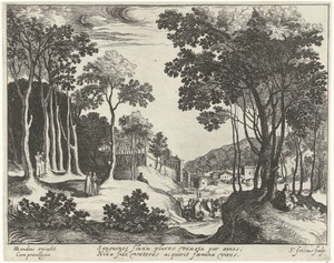 Landschap met Christus en de genezing van de bloedvloeiende vrouw