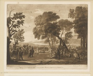 Landschap met dansende en musicerende herders en herderinnen