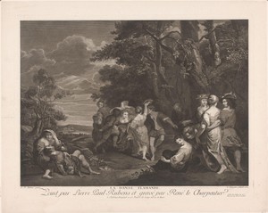 Landschap met dansende figuren