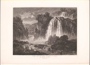 Landschap met de grote watervallen van Tivoli