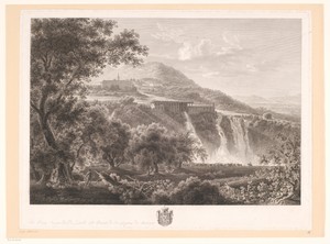Landschap met de kleine watervallen van Tivoli