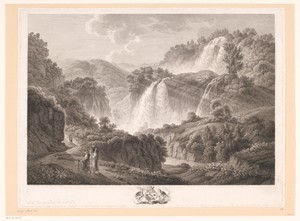 Landschap met de watervallen van Tivoli