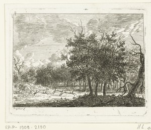 Landschap met drie herten