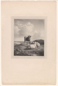 Landschap met drie schapen
