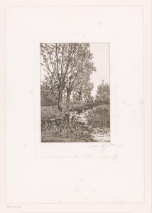 Landschap met drie wilgen langs het water