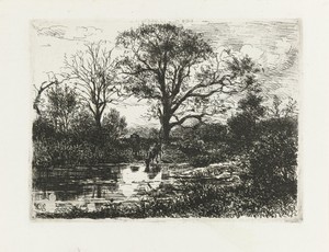 Landschap met drinkende dieren