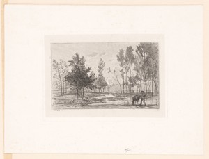 Landschap met drinkende ezel