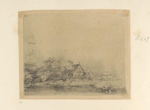 Landschap met drinkende koe