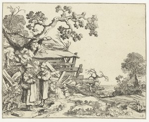 Landschap met een boer en een boerin