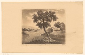 Landschap met een boerderij aan een rivier