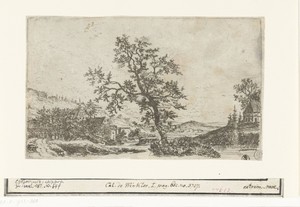 Landschap met een dorp bij een rivier