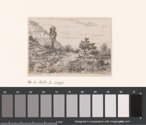 Landschap met een figuur onder een boom