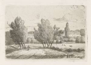 Landschap met een figuur op een weg