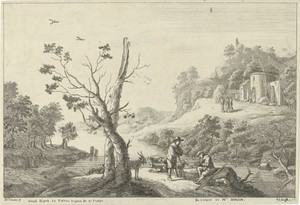 Landschap met een fluitspeler en een herder
