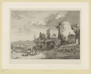 Landschap met een gezicht op de tombe van Caecilia Metella